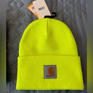 Carhartt Neon Yellow Cuffed Logo Beanie